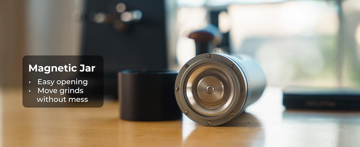 MiiCoffee PT2 портативна електрична кавомолка, USB-C, конічні жорна, алюмінієвий корпус, з щіткою для чищення