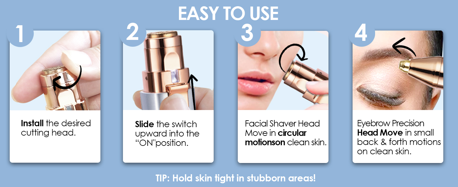 Триммер для обличчя та брів VG VOGCREST 2-в-1: бездротовий, з LED-підсвіткою, рожево-золотий/блакитний