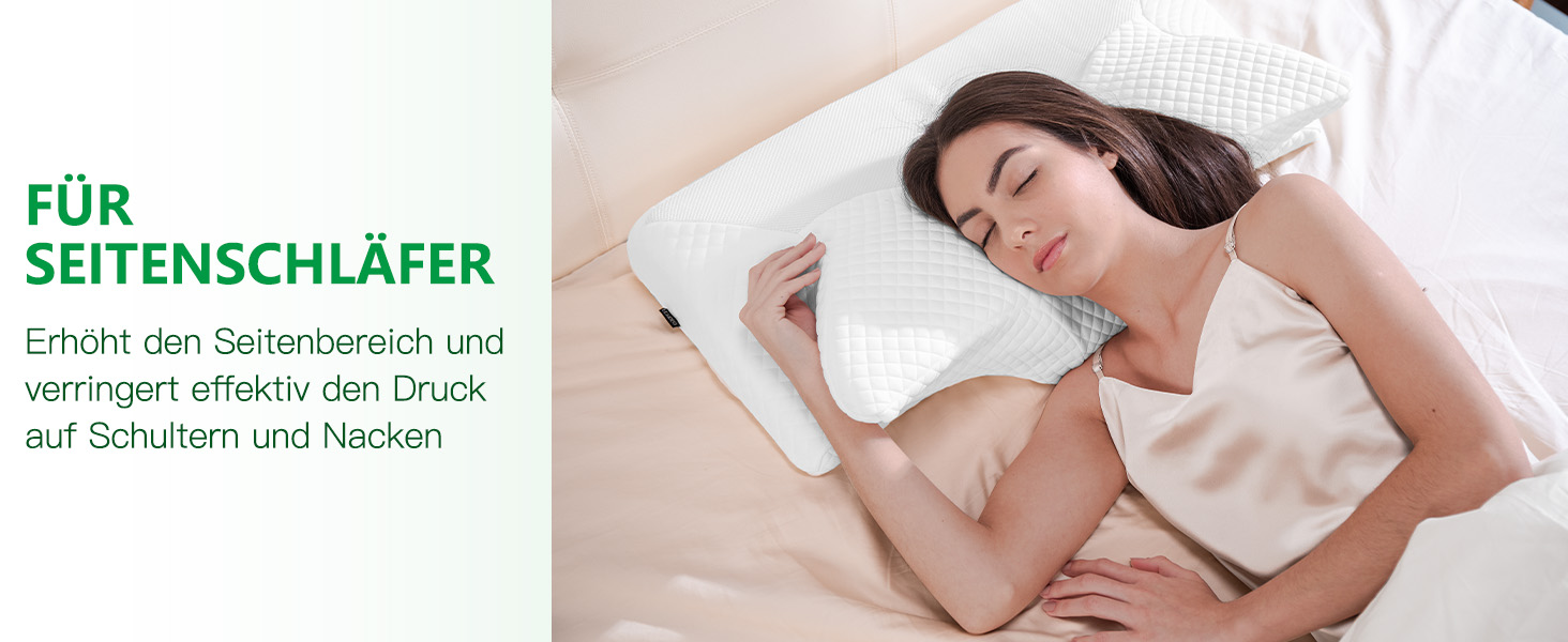 Подушка для шиї та плечей 2 в 1 з ефектом пам'яті Memory Foam, біла (70x40x8.5/14 см)