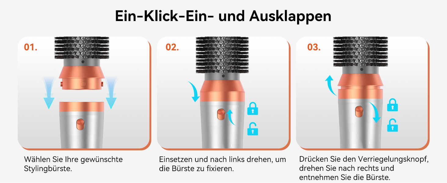 Фен-щітка Air Styler 5-в-1: стайлер, локони, об'єм, сушка, випрямлення. Потужність 800W, для жінок, помаранчевий колір