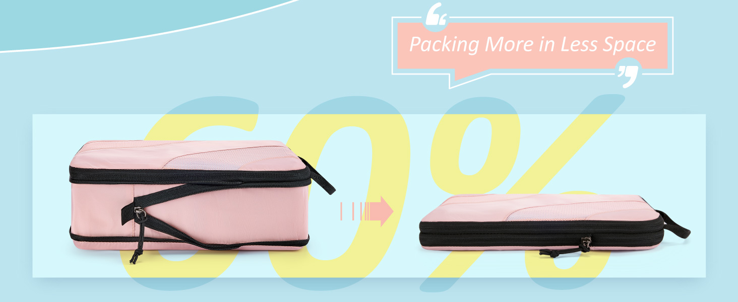 Органайзери для валізи BAGSMART компресійні (4 шт) - чорний/рожевий