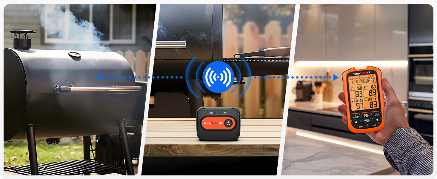 Бездротовий цифровий термометр для гриля ThermoPro TempSpike з 2 щупами, радіус дії до 600 м, перезаряджуваний, для м'яса, рідин, кухні та BBQ, без додатку