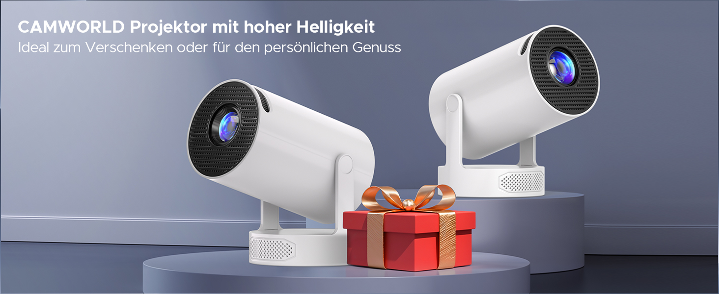 Портативний проєктор Mini Beamer з динаміком: 1080P/4K, WiFi 6, Bluetooth 5.0, автоматичне корегування трапецеїдальних спотворень, 220° обертання, для домашнього кінотеатру та використання на вулиці