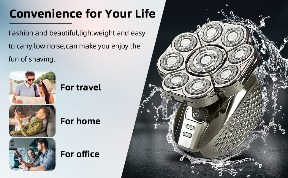 Електричний гоління для чоловіків Glatzen, IPX7 водонепроникний, 9D гнучкий плаваючий головний блок, для мокрого та сухого гоління, LED-дисплей, 120 хвилин роботи від акумулятора, 6-в-1 набір для догляду (9D)