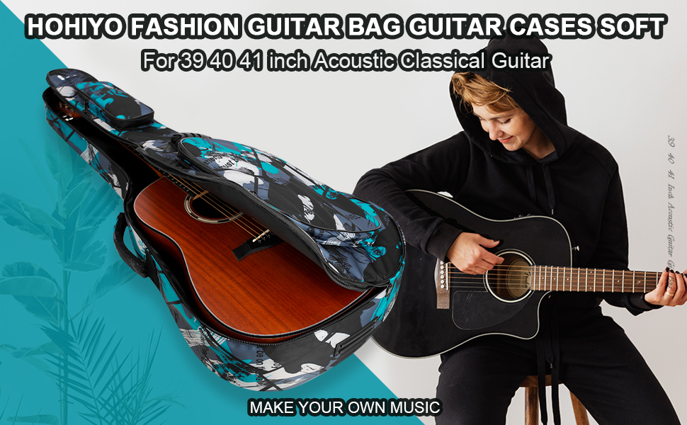 Чохол для гітари повного розміру 99 см (40 дюймів) - для акустичної та концертної гітари, Gigbag, 15 мм, водонепроникний, з двома кишенями, регульований плечовий ремінь, захист грифа