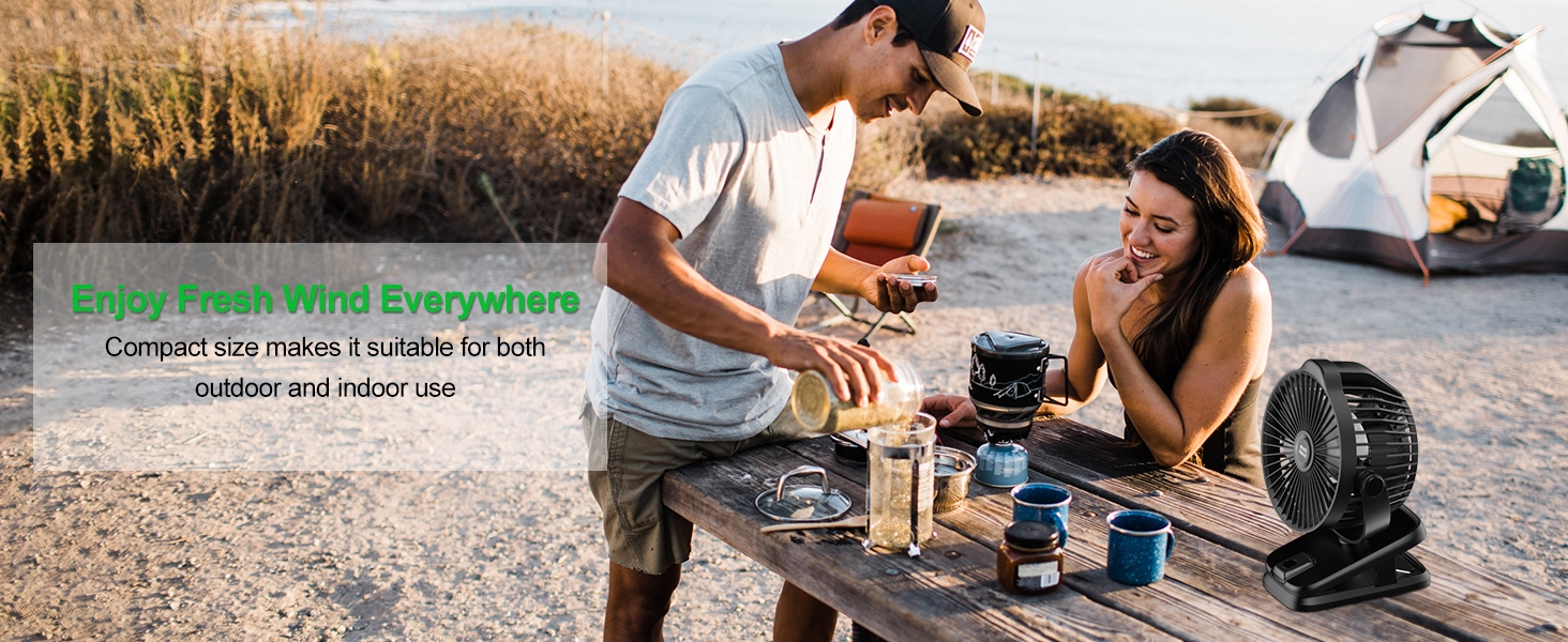 Портативний міні-вентилятор Minthouz з кліпсою, 8000mAh, 5 швидкостей, тихий, для дому, офісу, кемпінгу, дитячої коляски