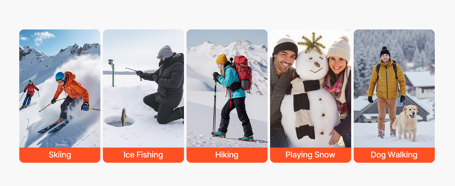 Електричні гріючі шкарпетки VEVOR з акумулятором 5000 mAh, 4 режими нагріву, керування через додаток, для чоловіків та жінок, середній розмір, підходять для полювання, їзди на конях, кемпінгу, походів