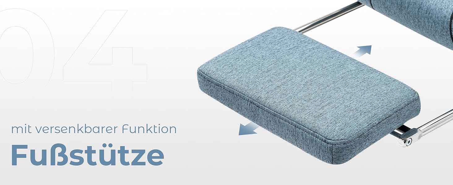 Ігровий крісло Dowinx з тканини, ергономічний геймерський крісло з м'якими підлокітниками, стабільний ігровий та офісний крісло для тривалого сидіння, блакитний