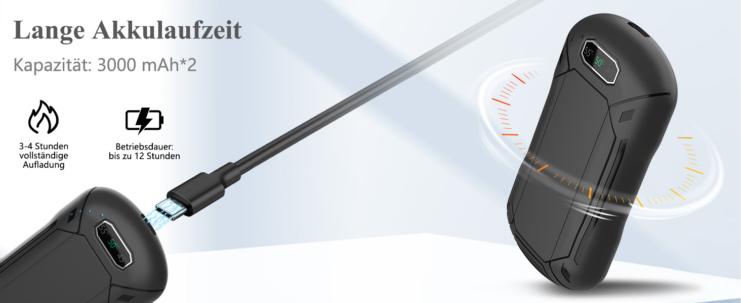 Електричні грілки для рук 2 шт., 6000 мАг, перезаряджувані, магнітні, 3 режими нагріву, USB, для жінок, чоловіків, дітей