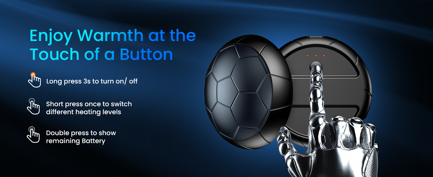 Електричні грілки для рук 2 шт. | USB-грілки з 3 режимами нагріву, 20 годин тепла, для холодного клімату, Outdoor/Indoor (Сірий)