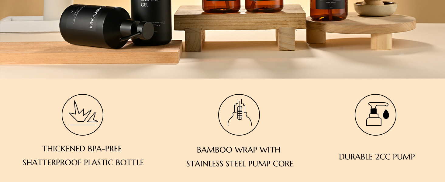 3 шт. дозатори для мила настінне кріплення, 500 мл, дозатори для шампуню та гелю для душу, чорний колір, без свердління, для кухні та ванної кімнати