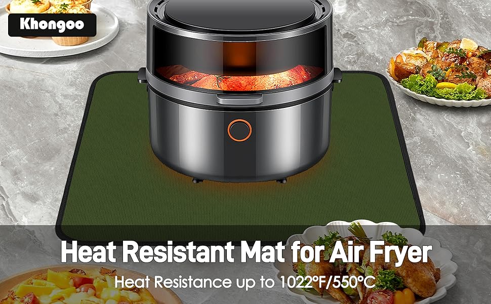 Термостійкий килимок 40 x 45 см, 1 мм - захист від нагріву для фритюрниці, вогнестійкий килимок для кухонних стільниць, масло- та водовідштовхувальний, легко миється, 1 шт. (Зелений, 30x45x0.1 см)