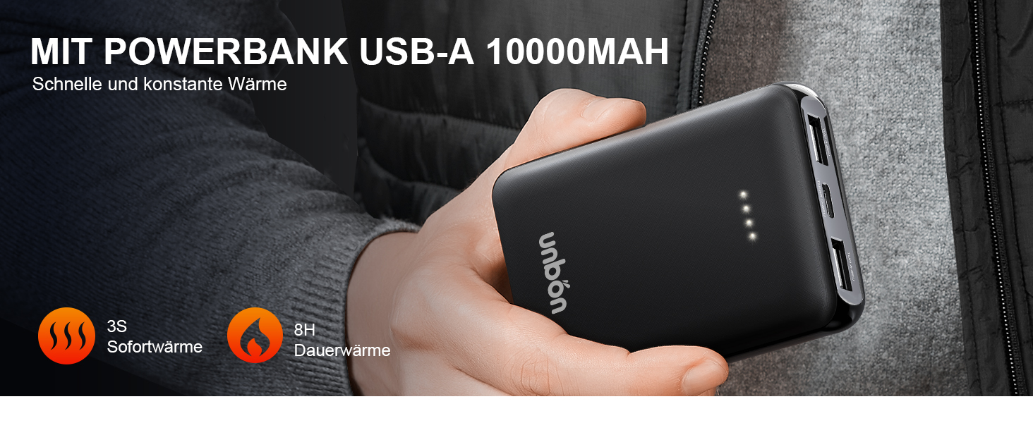 Обогріваючий жилет UNBON з акумулятором 10000mAh USB, чоловічий/жіночий, 3 режими нагріву, 6 зон нагріву, чорний