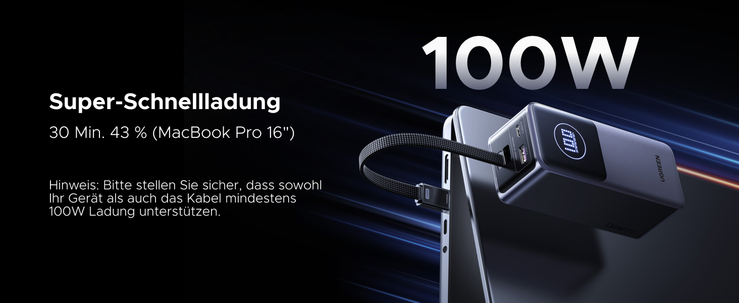 Powerbank UGREEN Nexode 20000mAh 130W з PD 3.0, USB-C та USB-A, сумісний з iPhone, Galaxy, MacBook