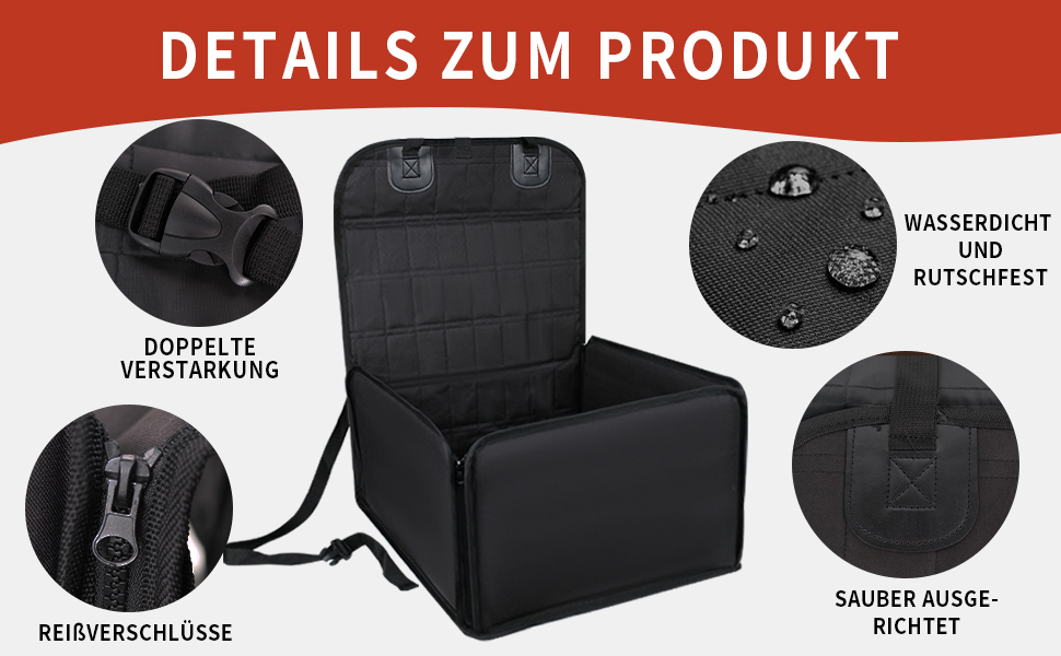 Автомобільний лежак для собак, стабільний бокс для собак на заднє сидіння, водонепроникний, чорний