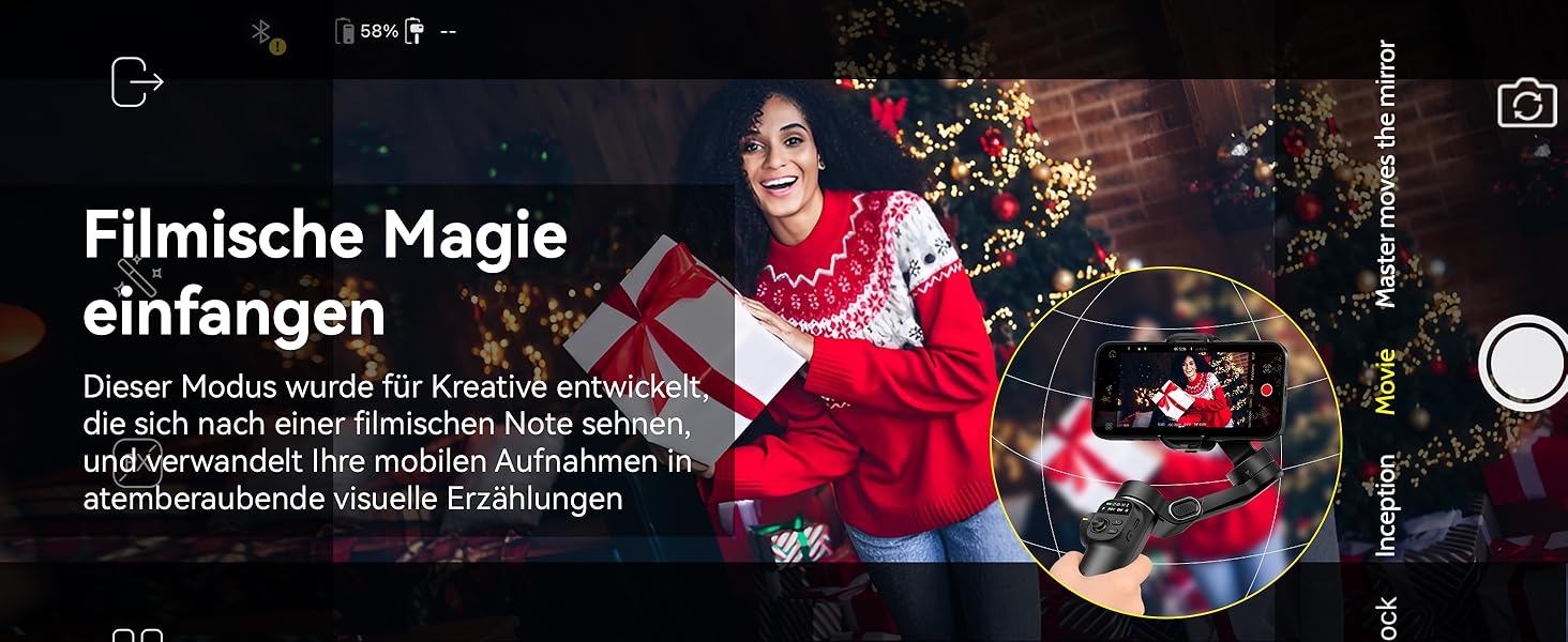 Стабілізатор для смартфона AOCHUAN X2: 3-осьовий гімбал з OLED-дисплеєм та 7.8-дюймовою штангою, чорний