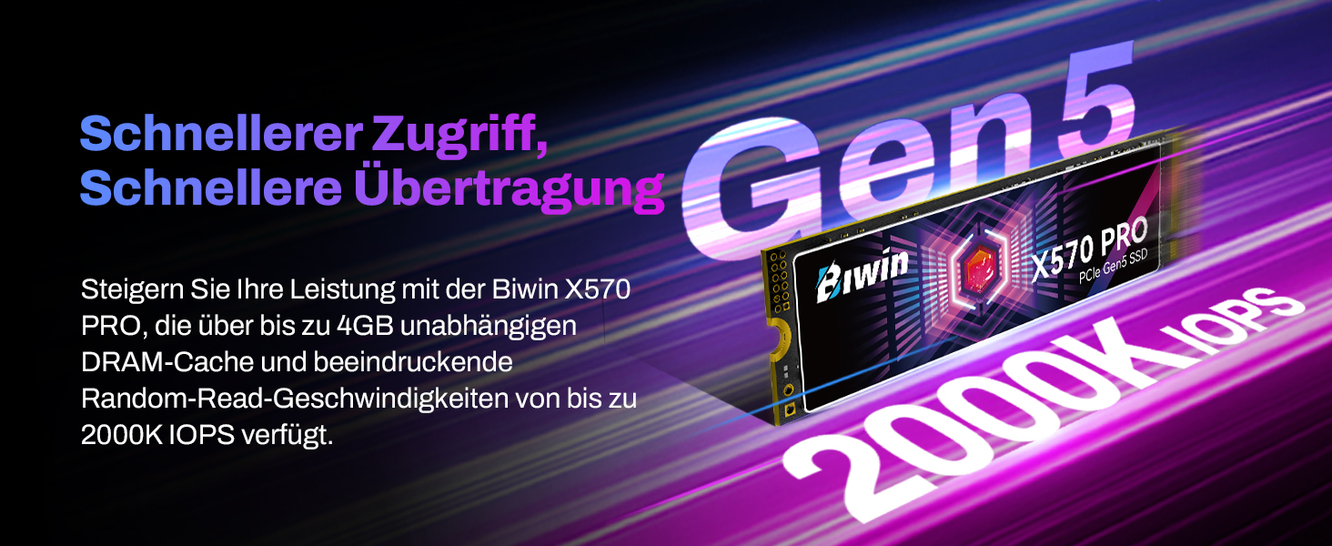 SSD BIWIN Black Opal X570 Gen5 Gaming 1TB - NVMe PCIe 5.0, M.2 2280, 14000 MB/s, 3D TLC NAND, для ноутбука та ПК