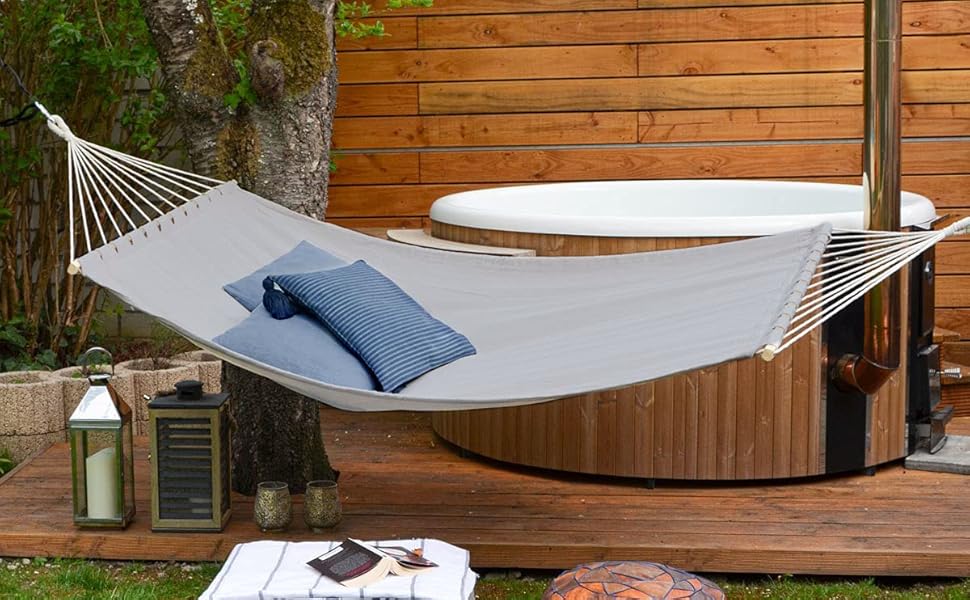Гамак AMANKA XXL 200x120 см для двох, сірий, підвісний текстильний