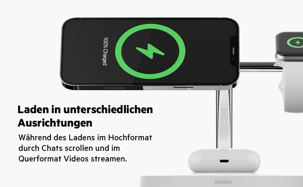 Belkin BoostCharge Pro 3-в-1 MagSafe Бездротове Зарядне Пристрої для iPhone 13, Apple Watch та AirPods (15W) - Білий