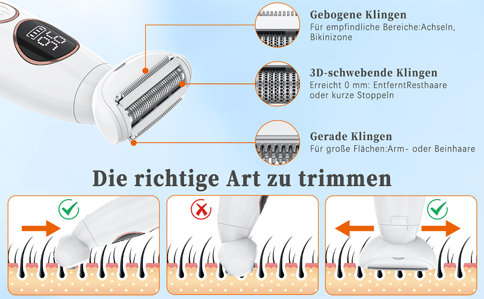 Електричний жіночий тример Lightbiz 5-в-1 для тіла та обличчя, водонепроникний (IPX7), USB-зарядка, білий