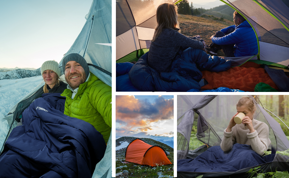 Сплячий мішок TOMSHOO Outdoor, ультралегкий, 4 сезони, компактний, для дорослих та дітей, 1 кг, блакитний