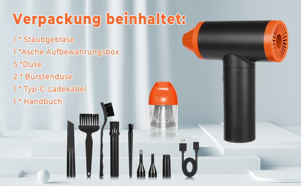 Електричний пилосос-фен 3-в-1 Staubgebläse: потужний, для чищення клавіатури, дивану, авто (110000 об/хв, 13000 Па)