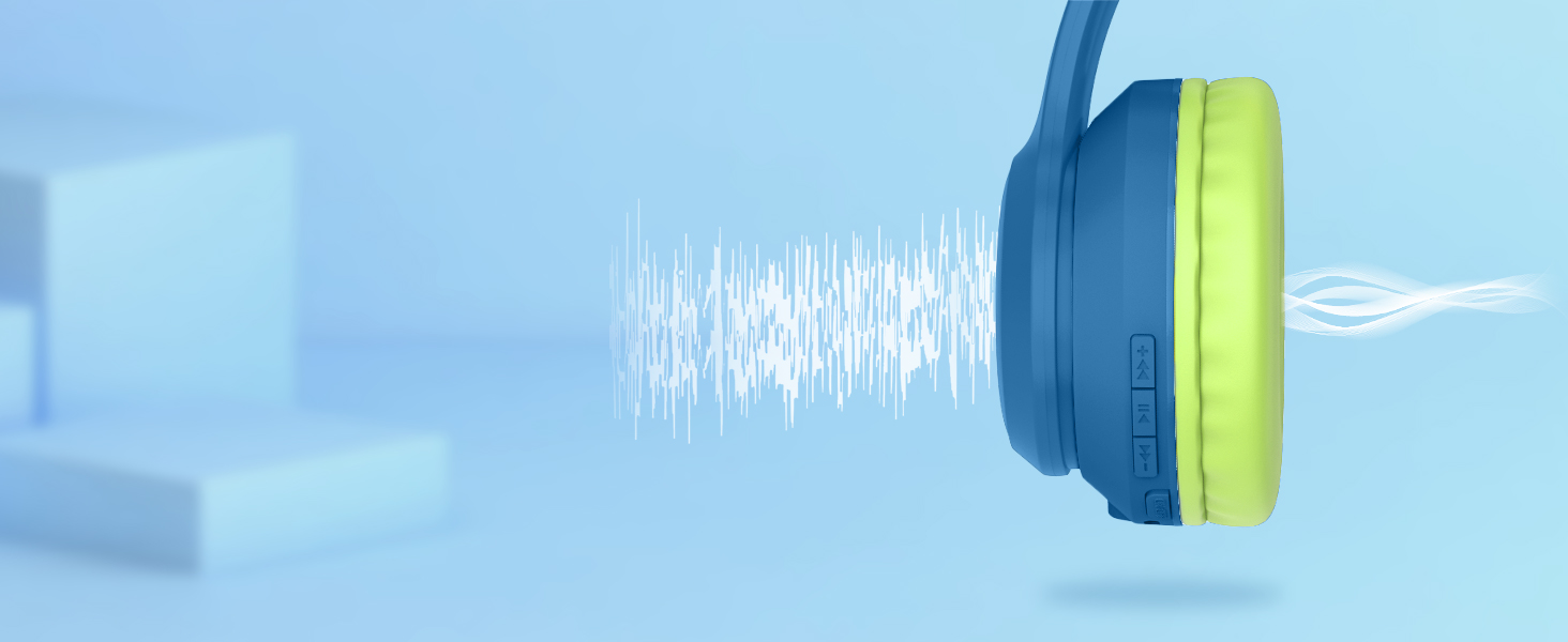 Дитячі навушники LOBKIN Bluetooth Over-Ear з чохлом, бездротові та провідні, для дівчаток, складні, регульовані, для школи, подорожей (блакитно-зелені, ANC)