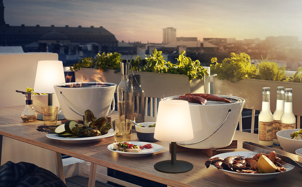 Акумуляторний LED настільний світильник Malux з димером, теплий/холодний білий (3000K/7500K), водонепроникний IP44 для дому та саду