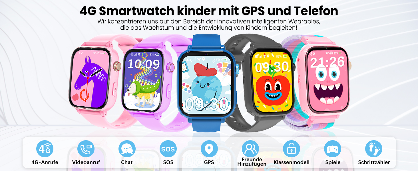 Дитячий розумний годинник Kinder Smartwatch з GPS, 4G, відеодзвінками, SOS та іграми для дітей 4-12 років (рожевий)