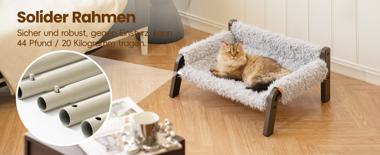 MEWOOFUN Dog Sofa Dog Bed Elevated - Dog Beds for Small and Medium Dogs with Non-Slip Bottom, Breathable Puppy Bed with Removable Cushion, Cat Sofa 61 x 53 x 28 cm, Brown