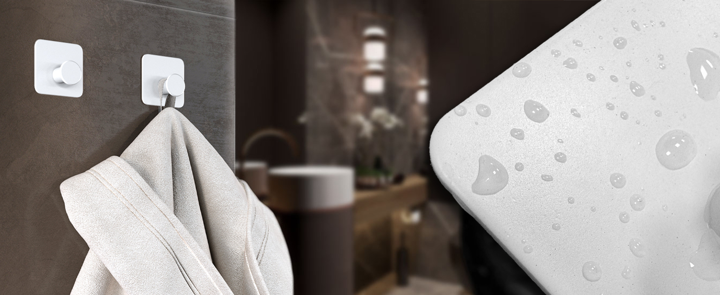 Набір гачків для рушників 4smile (6 шт.) без свердління, білий - самоклеючі гачки для ванної кімнати, сучасний дизайн