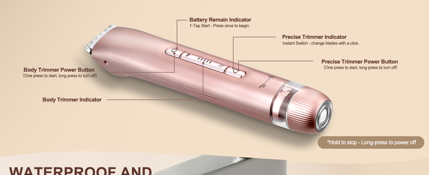 Електричний жіночий епілятор 2 в 1 з тримером, silky splash, Rose Gold, IPX7, з керамічними лезами