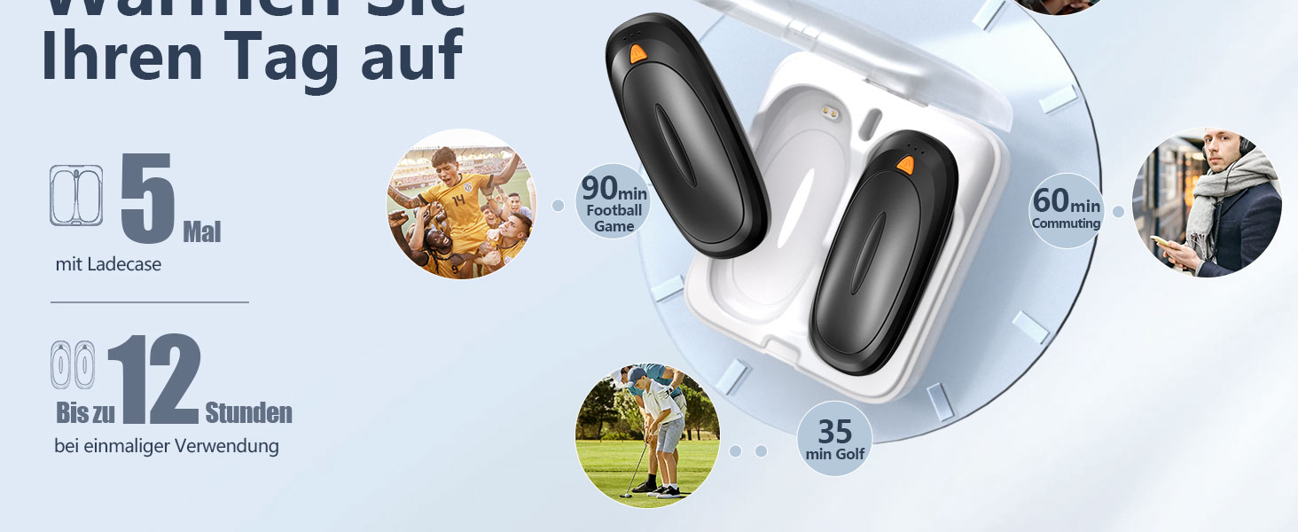 Електричні грілки для рук 2 шт. 4000mAh з зарядним кейсом 10000mAh, 3 режими нагріву, USB-C, для катання на лижах, кемпінгу, подарунок, рожевий