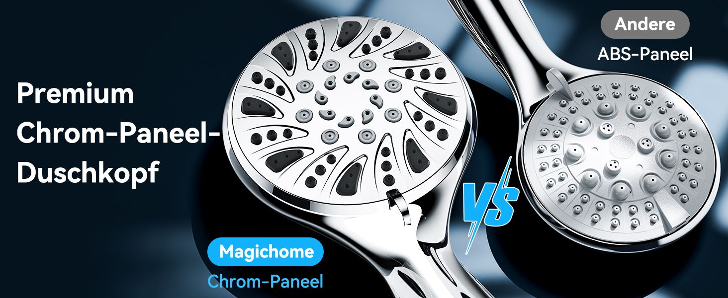 Насадка для душу Magichome з шлангом 2м, високого тиску, 5 режимів розпилення, турбо-дизайн, економна водозбереження, ручна лійка для душу з низьким тиском води (срібна з шлангом)