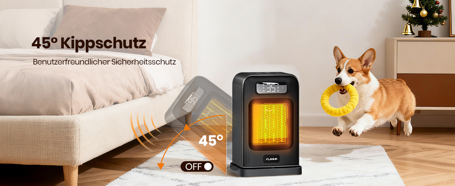 Електричний обігрівач 1500W з PTC керамічним нагрівачем, тихий, з термостатом та пультом дистанційного керування, ECO режим, 70° осциляція, 12h таймер, захист від перегріву та перекидання, чорний, 26 см