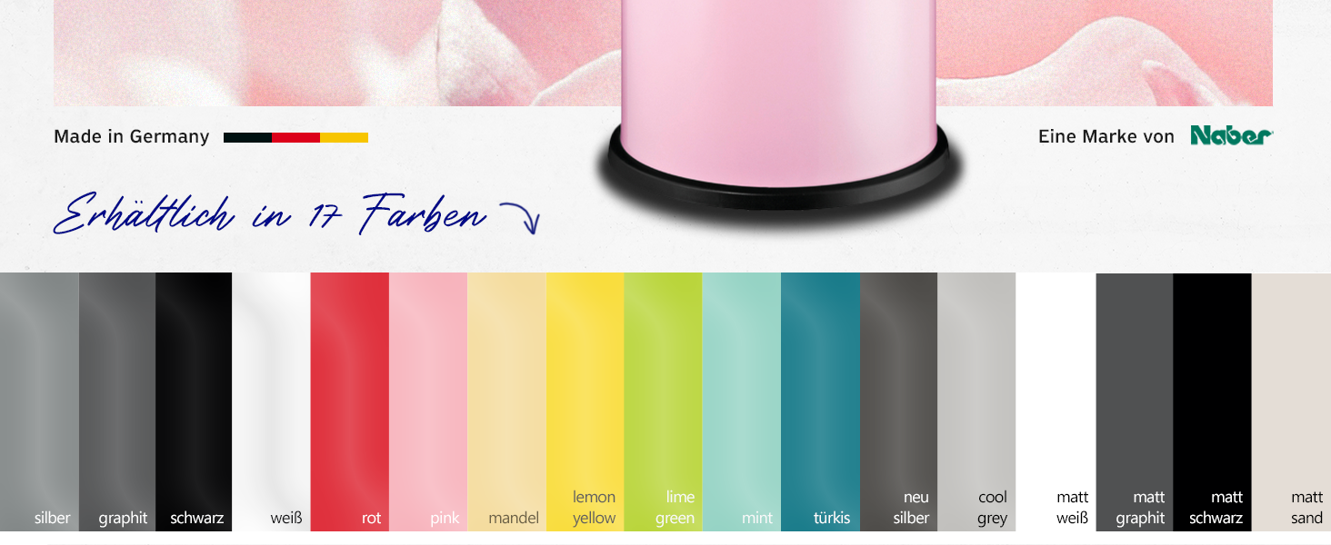 Відро Wesco Pushboy рожеве, 50 л, нержавіюча сталь, знімний внутрішній контейнер, порошкове покриття