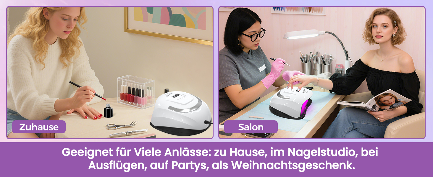 LED UV лампа для нігтів NAILGIRLS 150W з таймером, автосенсором та LCD дисплеєм. Підходить для гелевих нігтів пальців та ніг. Знімний магнітний майданчик.