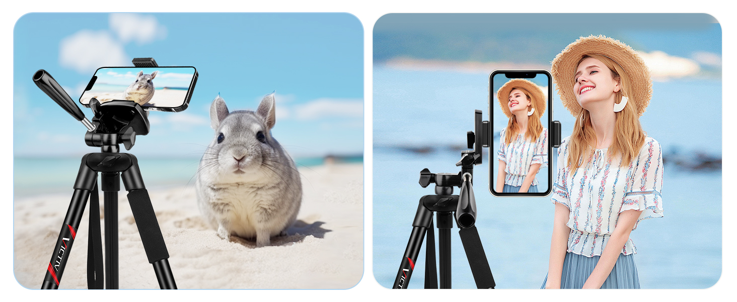 Штатив Victiv 162 см: розширюваний штатив з пультом для iPhone/Samsung/Huawei, для смартфонів та легких камер, 3-х стороння головка