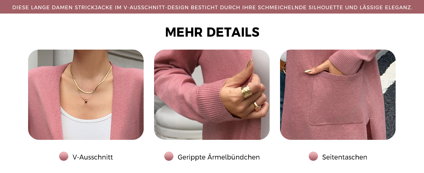 Кардиган жіночий Saodimallsu трикотажний, довгий, легкий, однотонний, з кишенею, темно-рожевий, розмір M