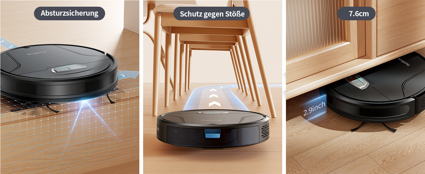 Робот-пилосос HONITURE G20 Pro з функцією миття, 4500Pa, керування через додаток, 180 хв роботи, для шерсті тварин, килимів та твердих підлог (Чорний, XL)