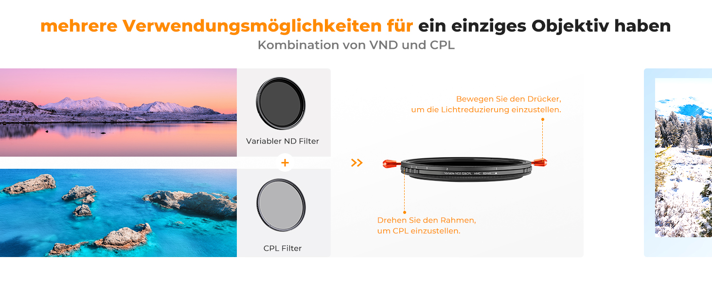 Фільтр K&F Concept Nano-K Serie 2-в-1: ND та CPL (46 мм)