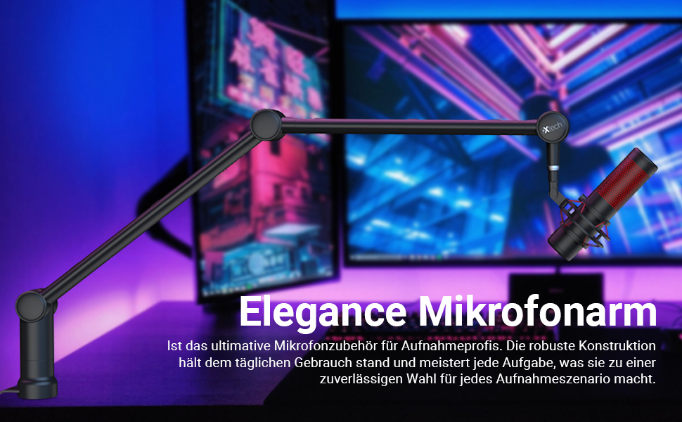 Кріплення для мікрофона IXTECH: сумісне з HyperX Quadcast, Rode, Shure SM7B, Blue Yeti. Настільний штатив для студійного мікрофона, подкастингу, стримінгу. Елегантна модель, високий профіль