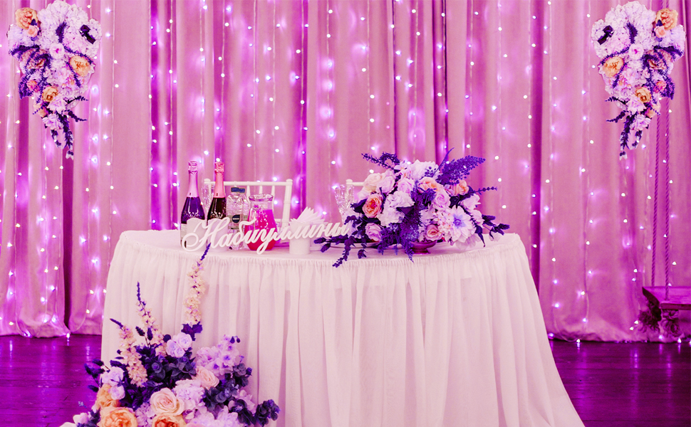 Ланцюжок LED-ліхтарів Yizhet 3x3м, 300 LED, тепле біле світло, IP65, 8 режимів, для декору вечірки, шлюбу, Різдва, тераси (рожевий)