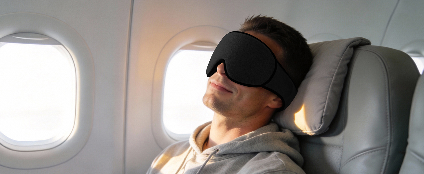Маска для сну INNELO 3D з повним блокуванням світла та захистом від шуму, чорна, 1 шт.