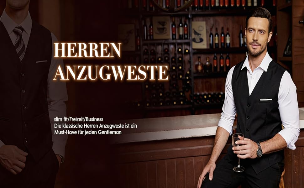 Чоловічий піджак-жилет Business Weste Slim Fit, чорний/сірий, великі розміри, V-подібний виріз, для офісу та роботи