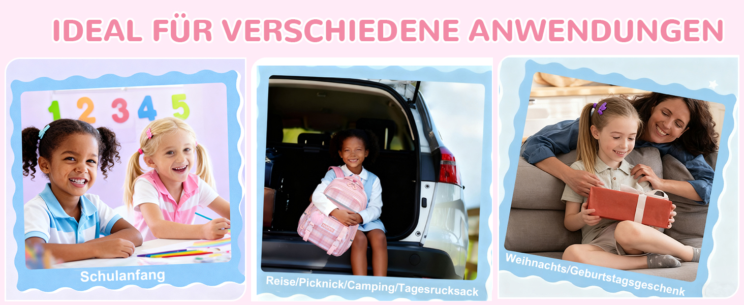 Шкільний рюкзак для дівчаток з візерунком, дихаючий та водовідштовхуючий рюкзак для 1-5 класів, Рожевий-01