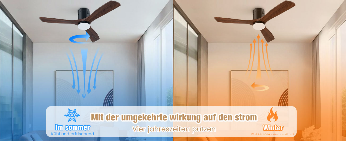 Стеляний вентилятор з дерева з підсвічуванням та керуванням, 132 см, 24W LED, DC-двигун, 6 швидкостей, таймер, пульт дистанційного керування