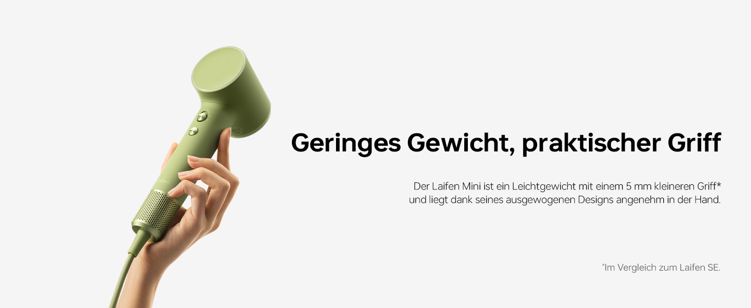 Компактний фен для волосся Laifen Mini (Matcha Green) — потужний мотор 110 000 об/хв, 200 млн негативних іонів, режим для дітей, легкий дорожній фен, 299 г