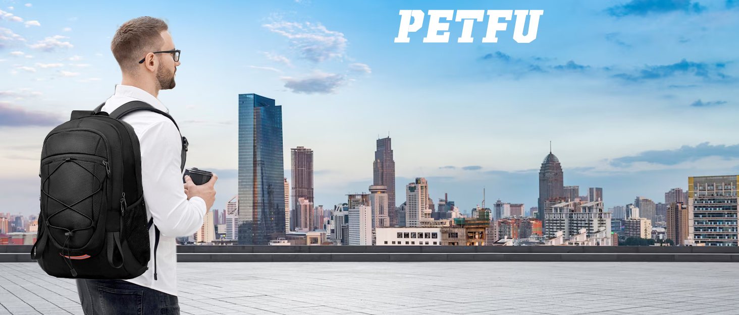 Чоловічий водонепроникний рюкзак Petfu 40 л для походів, школи, бізнесу, спорту, з відділенням для ноутбука 15.6-17 дюймів, чорний