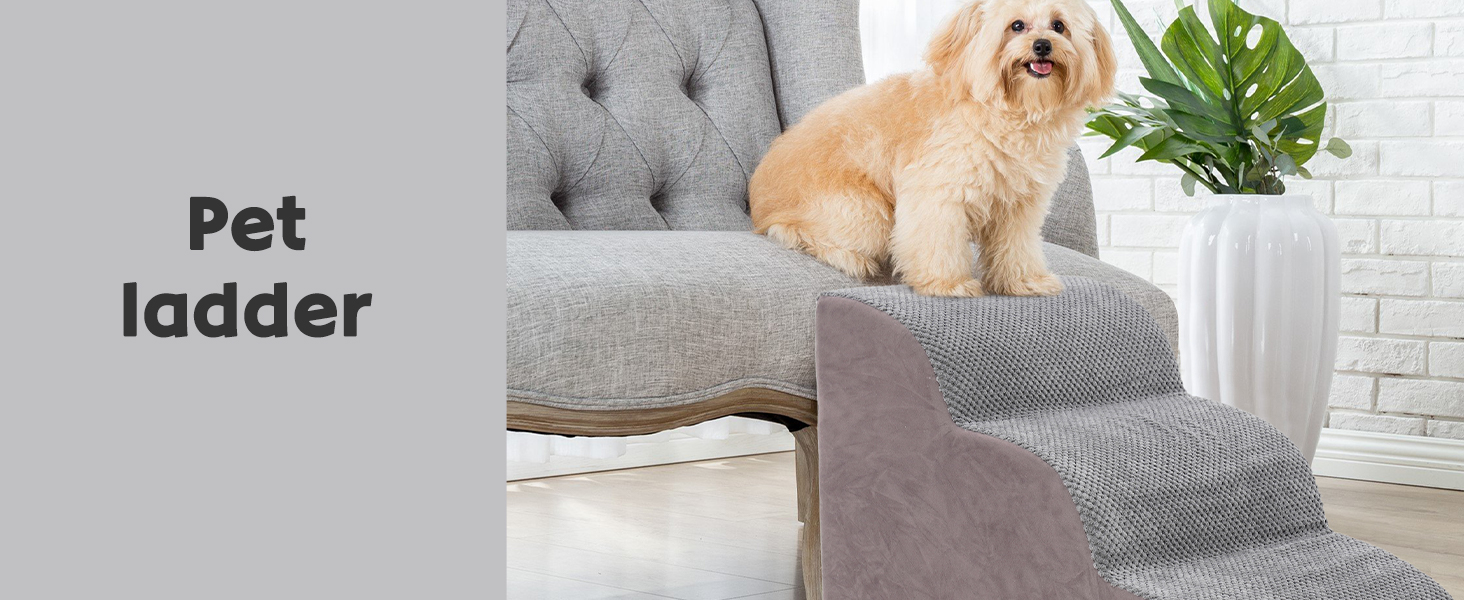 Сходинки для собак маленьких порід, 3 сходинки, 40 см, знімна та миюча, з м'якого пінополіуретану, антиковзкі, для котів та собак, для ліжка/дивану/автомобіля